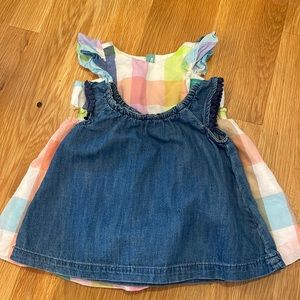 Baby gap ruffled tanks - checked and chambray. EUC. 12-18 month girls